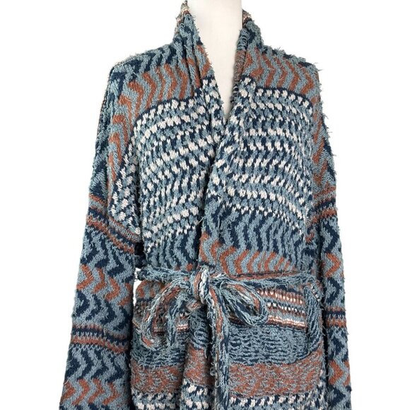 Free People Iona Wrap Cardigan Sweater Eyelash Yarn Belted Women's SZ Medium - Picture 12 of 13